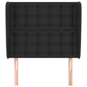 Testiera ad Orecchio Nera 103x23x118/128 cm in Similpelle