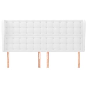 Testiera ad Orecchio Bianca 163x23x118/128 cm in Similpelle