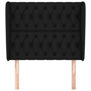 Testiera ad Orecchio Nera 93x23x118/128 cm in Tessuto