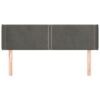 Testiera ad Orecchio Grigio Scuro 147x16x78/88 cm in Velluto