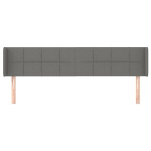 Testiera ad Orecchio Grigio Scuro 203x16x78/88 cm in Tessuto