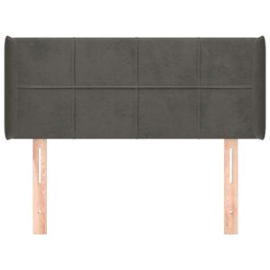Testiera ad Orecchio Grigio Scuro 103x16x78/88 cm in Velluto