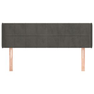 Testiera ad Orecchio Grigio Scuro 147x16x78/88 cm in Velluto