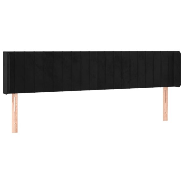 Testiera ad Orecchio Nera 183x16x78/88 cm in Velluto
