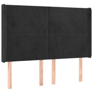 Testiera ad Orecchio Nera 147x16x118/128 cm in Velluto