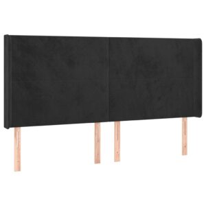 Testiera ad Orecchio Nera 183x16x118/128 cm in Velluto