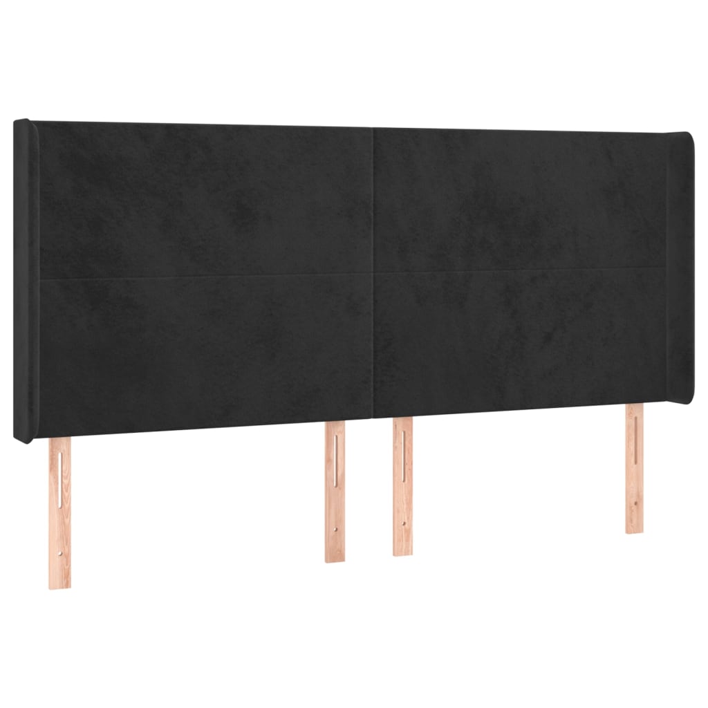 Testiera ad Orecchio Nera 183x16x118/128 cm in Velluto