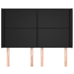 Testiera ad Orecchio Nera 147x16x118/128 cm in Similpelle