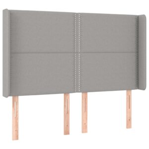 Testiera ad Orecchio Grigio Chiaro 147x16x118/128 cm in Tessuto