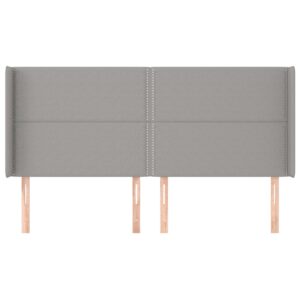 Testiera ad Orecchio Grigio Chiaro 183x16x118/128 cm in Tessuto