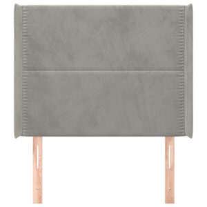 Testiera ad Orecchio Grigio Chiaro 103x16x118/128 cm in Velluto