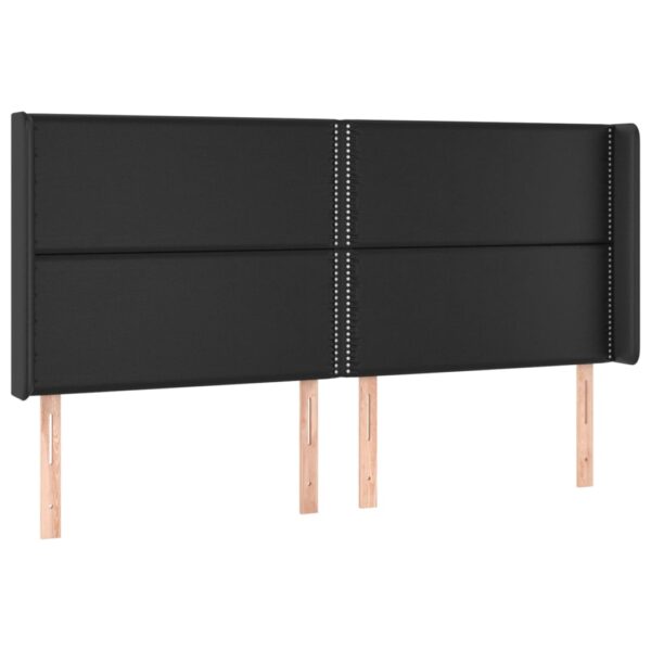 Testiera ad Orecchio Nera 203x16x118/128 cm in Similpelle