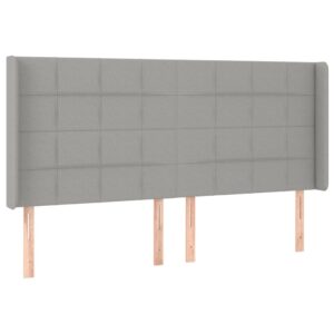 Testiera ad Orecchio Grigio Chiaro 183x16x118/128 cm in Tessuto