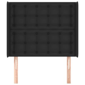 Testiera ad Orecchio Nera 83x16x118/128 cm in Similpelle