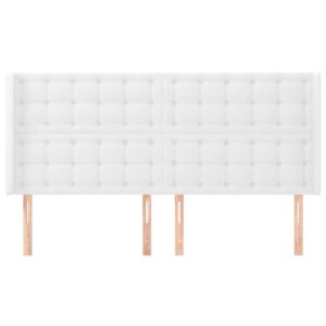 Testiera ad Orecchio Bianco 163x16x118/128 cm in Similpelle