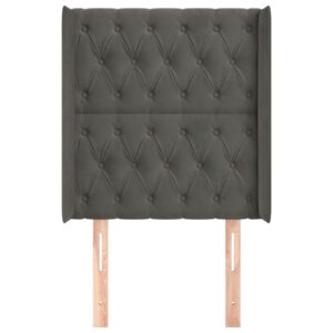 Testiera ad Orecchio Grigio Scuro 83x16x118/128 cm in Velluto