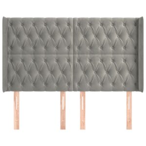Testiera ad Orecchio Grigio Chiaro 147x16x118/128 cm in Velluto