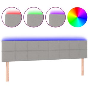 Testiera a LED Grigio Chiaro 160x5x78/88 cm in Tessuto