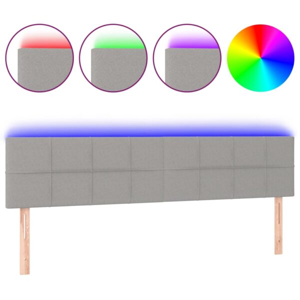 Testiera a LED Grigio Chiaro 160x5x78/88 cm in Tessuto