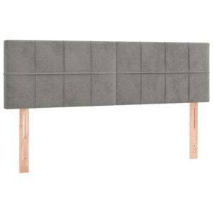 Testiera a LED Grigio Chiaro 144x5x78/88 cm in Velluto