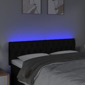 Testiera a LED Nera 144x7x78/88 cm in Tessuto