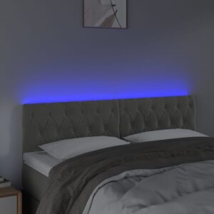 Testiera a LED Grigio Chiaro 144x7x78/88 cm in Velluto