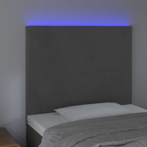 Testiera a LED GrigioScuro 100x5x118/128cm in Velluto