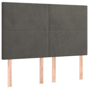 Testiera a LED Grigio Scuro 144x5x118/128cm in Velluto