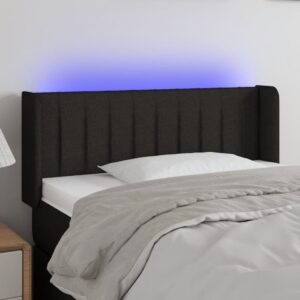 Testiera a LED Nera 93x16x78/88 cm in Tessuto
