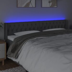 Testiera a LED Grigio Scuro 183x16x78/88 cm in Tessuto