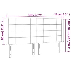 Testiera a LED Nera 183x16x118/128 cm in Velluto