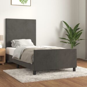 Giroletto senza Materasso Grigio Scuro 90x200 cm Velluto