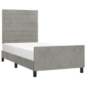 Giroletto senza Materasso Grigio Chiaro 90x200 cm Velluto