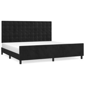 Giroletto senza Materasso Nero 200x200 cm in Velluto