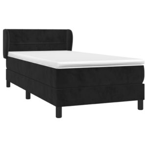 Giroletto a Molle con Materasso Nero 90x190 cm in Velluto
