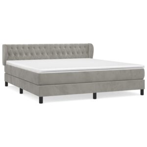 Giroletto a Molle con Materasso Grigio Chiaro 180x200cm Velluto