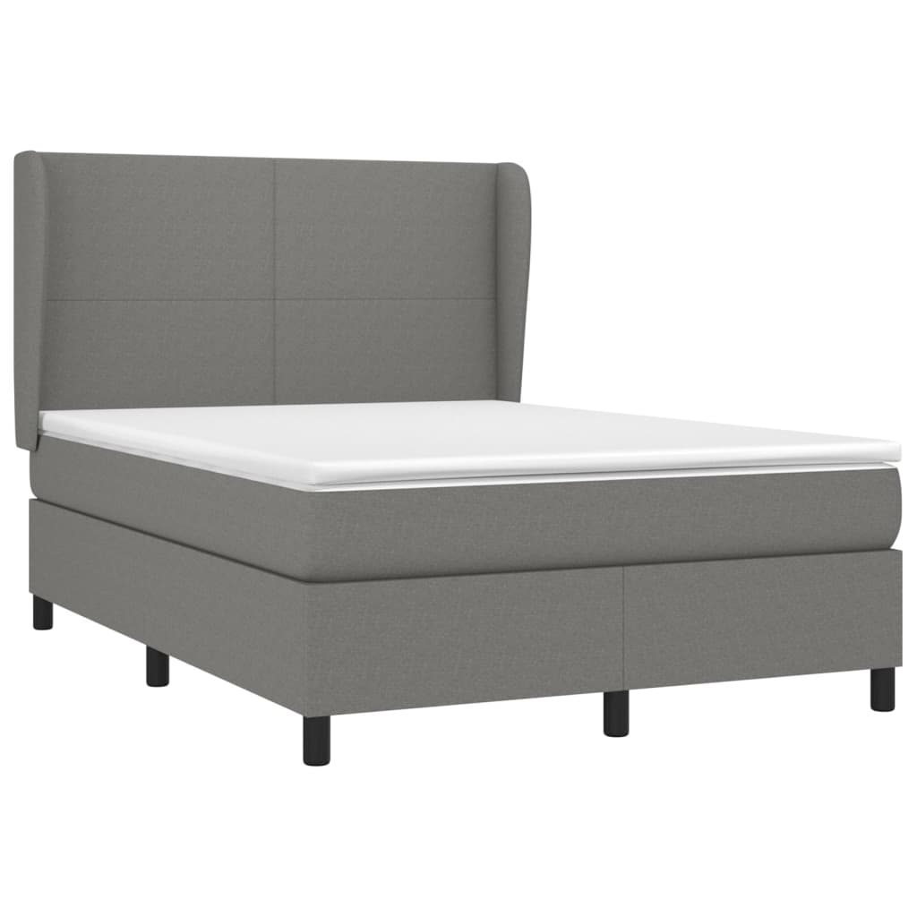 Giroletto a Molle con Materasso Grigio Scuro 140x200cm Tessuto