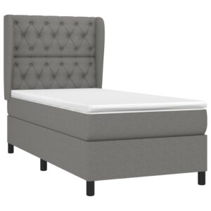 Giroletto a Molle con Materasso Grigio Scuro 80x200 cm Tessuto