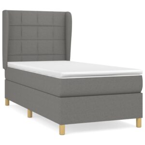 Giroletto a Molle con Materasso Grigio Scuro 90x190 cm Tessuto