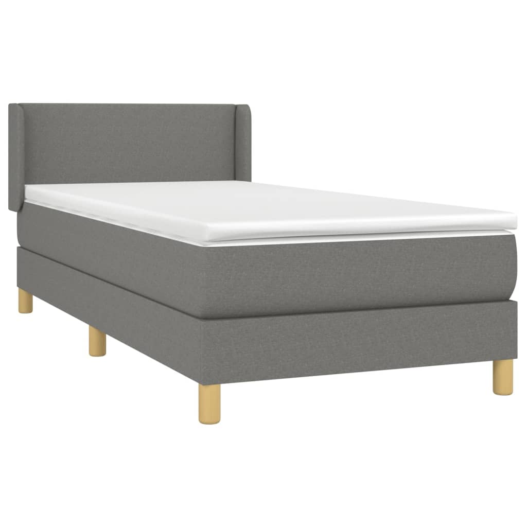 Giroletto a Molle con Materasso Grigio Scuro 90x190 cm Tessuto