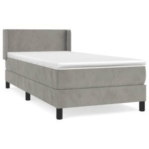 Giroletto a Molle con Materasso Grigio Chiaro 80x200 cm Velluto