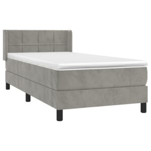 Giroletto a Molle con Materasso Grigio Chiaro 80x200 cm Velluto