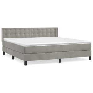 Giroletto a Molle con Materasso Grigio Chiaro 160x200cm Velluto