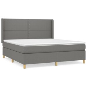 Giroletto a Molle con Materasso Grigio Scuro 160x200 cm Tessuto