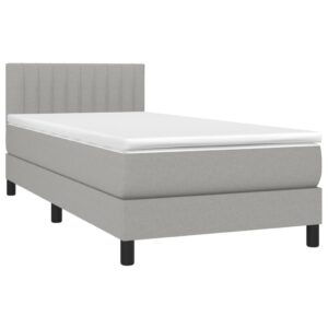 Letto a Molle Materasso e LED Grigio Chiaro 100x200 cm Tessuto