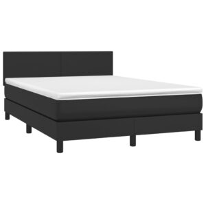 Giroletto a Molle con Materasso e LED Nero 140x200cm Similpelle