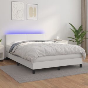 Giroletto Molle con Materasso e LED Bianco 140x200cm Similpelle