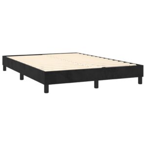 Letto a Molle con Materasso e LED Nero 140x200 cm in Velluto