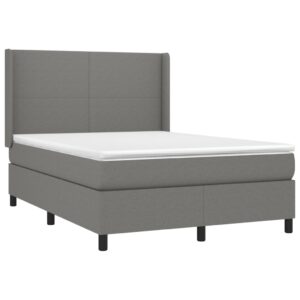 Letto a Molle Materasso e LED Grigio Scuro 140x200cm in Tessuto