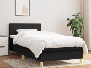 Giroletto a Molle con Materasso Nero 100x200 cm in Tessuto